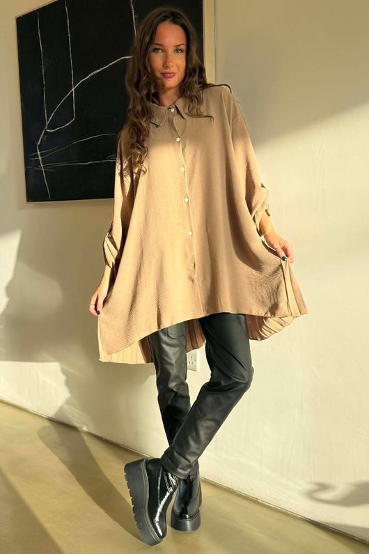 Suki Pleat Back Blouse Camel /7=